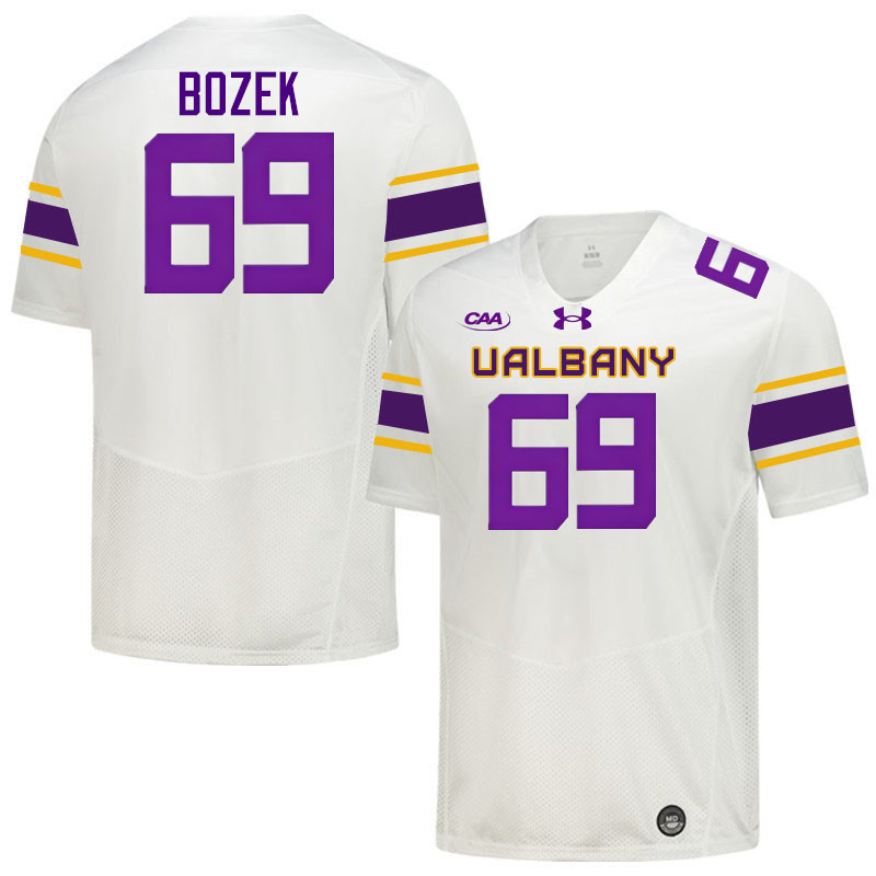 UAlbany Great Danes #69 James Bozek College Football Jerseys,Uniforms-White